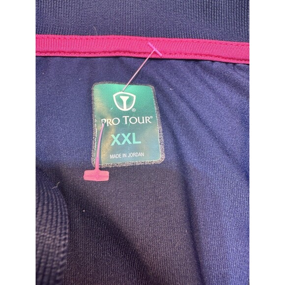 Pro Tour Airplay Men’s Golf Polo Short Sleeve Size XXL NAVY BLUE w/ pink accents - Picture 3 of 8